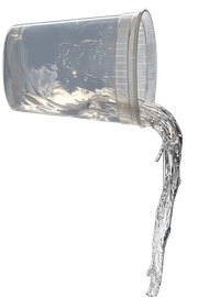 Silicone poured from a clear mixing container